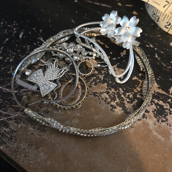 no brand Jewelry - Vintage Rhinestone Jewelry Lot For Repair Repurpose Harvest Craft‎ See Below